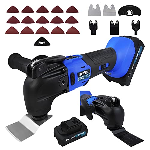 Battery Cordless Oscillating Multi-Tool, Electric Cordless Oscillating Multitools Machine with 4° Oscillating Angle, 22pcs Accessories 6 Speed Oscillating Multi-Tool for Sawing, Cutting 1 Battery Cordless Oscillating Multi-Tool, Electric Cordless Oscillating Multitools Machine with 4° Oscillating Angle, 22pcs Accessories 6 Speed Oscillating Multi-Tool for Sawing, Cutting