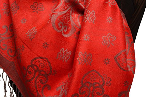 Pashmina sensation douceur LissKiss rouge à franges et papillons