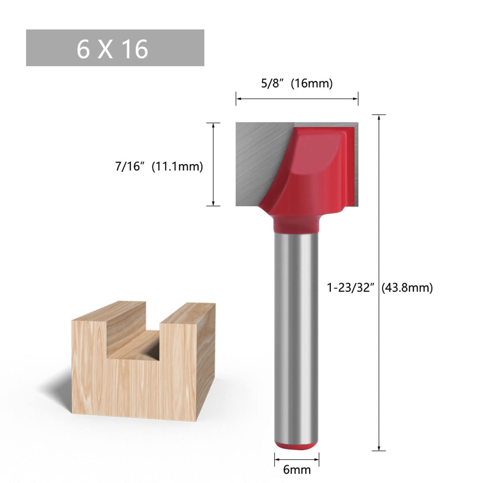 BIGP Set di 6 Fresa per la Pulizia del Fondo, con codolo da 6 mm, per la lavorazione del legno, punte da 10/16/20/22/30/32 mm