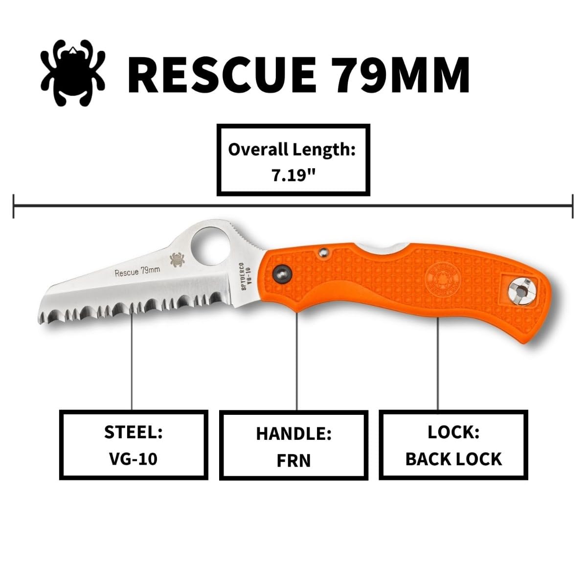 Amazon | Spyderco(スパイダルコ) レスキュー 79mm オレンジ C45SOR 