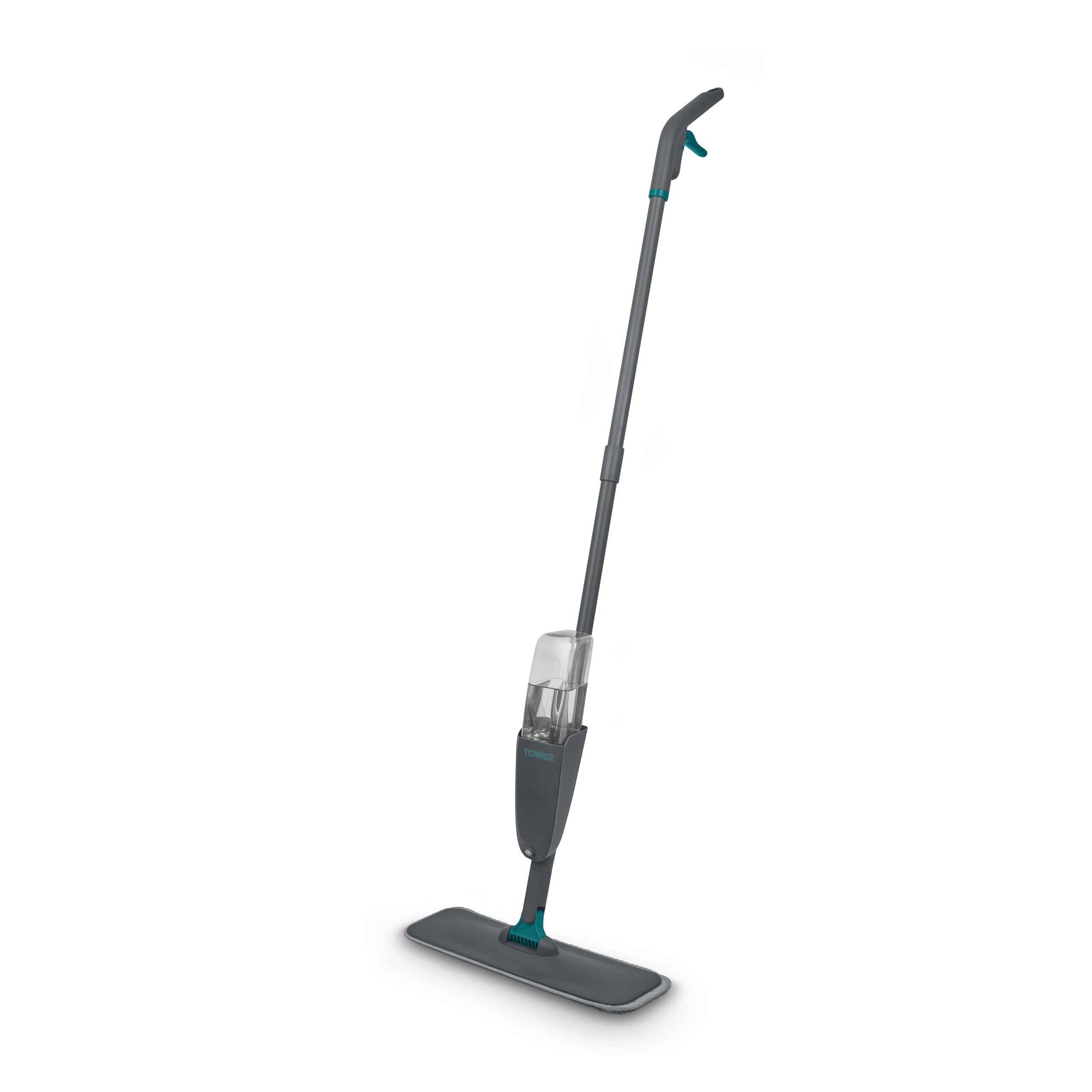 Tower Teal & Anthracite Spray Mop With 4 Washable Microfibre Pads & 500Ml Refillable Bottle, Lightweight, Ergonomic, Multi-Surface Cleaning, Anthracite & Teal, T769012tl
