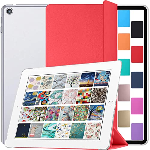 Image of DuraSafe Cases for iPad 9.7 Inch 5 Gen 2017 6 Gen 2018 [iPad 5th 6th ] A1893 A1822 A1954 MRJN2HN /A MR7G2HN /A MR7F2HN /A MP2F2HN /AiPad Cover with Translucent Frosted Hard Back - Red
