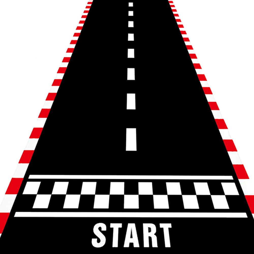 Racing Party Decoration Supplies Black and White Flags 32.8 Feet 10 Pcs Checkered Racing Small Flags on Stick 6.6 x 1.96ft Long Racetrack Floor Running Mat Checkered Bunting Party Decoration - Image 4