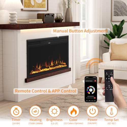 Image of 60 inch Electric Fireplace with Mantel, Fireplace TV Stand with 42 inchElectric Fireplace Heater, Remote Control, Shiplap-Style Surround with Multi-Colors Effects for Living Room Bedroom, White