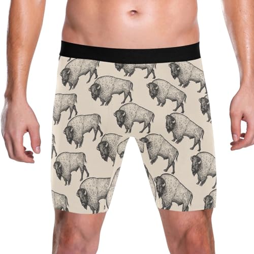 Mens Boxer Briefs North America Bison Underwear Comfy Breathable 6" Boxer Brief with Fly2