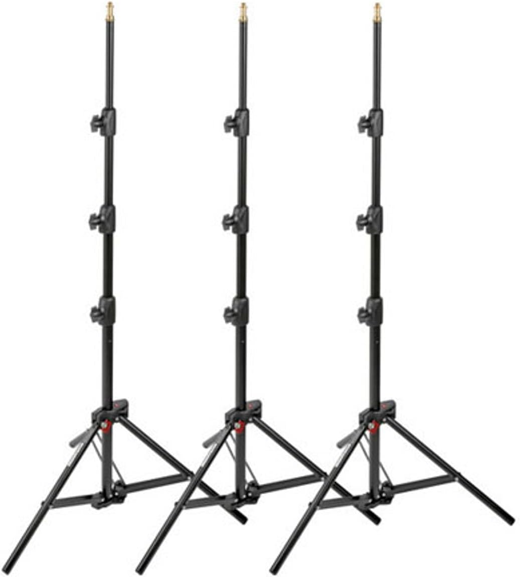 Manfrotto 1051BAC-3 6-Feet 9-Inches Alu Mini Compact Stand AC with 4 Section and 3 Risers, 3-Pack (Black)