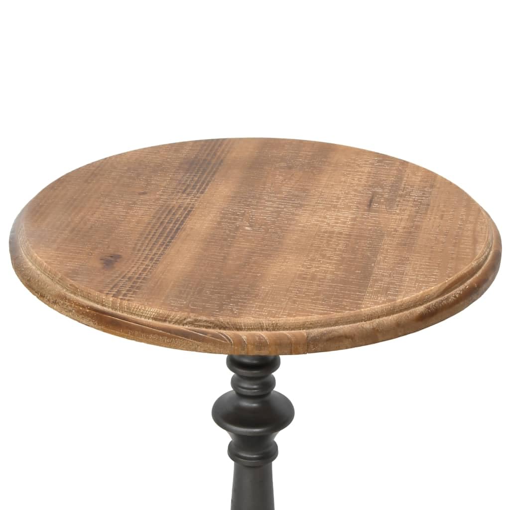 Stolik pomocniczy z litego drewna jodłowego, 40 x 64 cm, brązowy, okrągły stolik pod telefon z drewna ze stalową podstawą, polerowany i lakierowany do salonu
