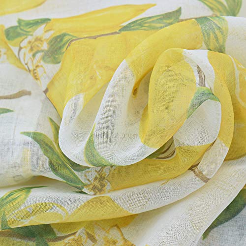 Molaxhome Linen Valances For Windows 52X18 Inch, Tie Up Printed Valances Rod Pocket 1 Panel For Kitchen Bathroom Bedroom(Yellow Lemon, Sheer) #TOP4