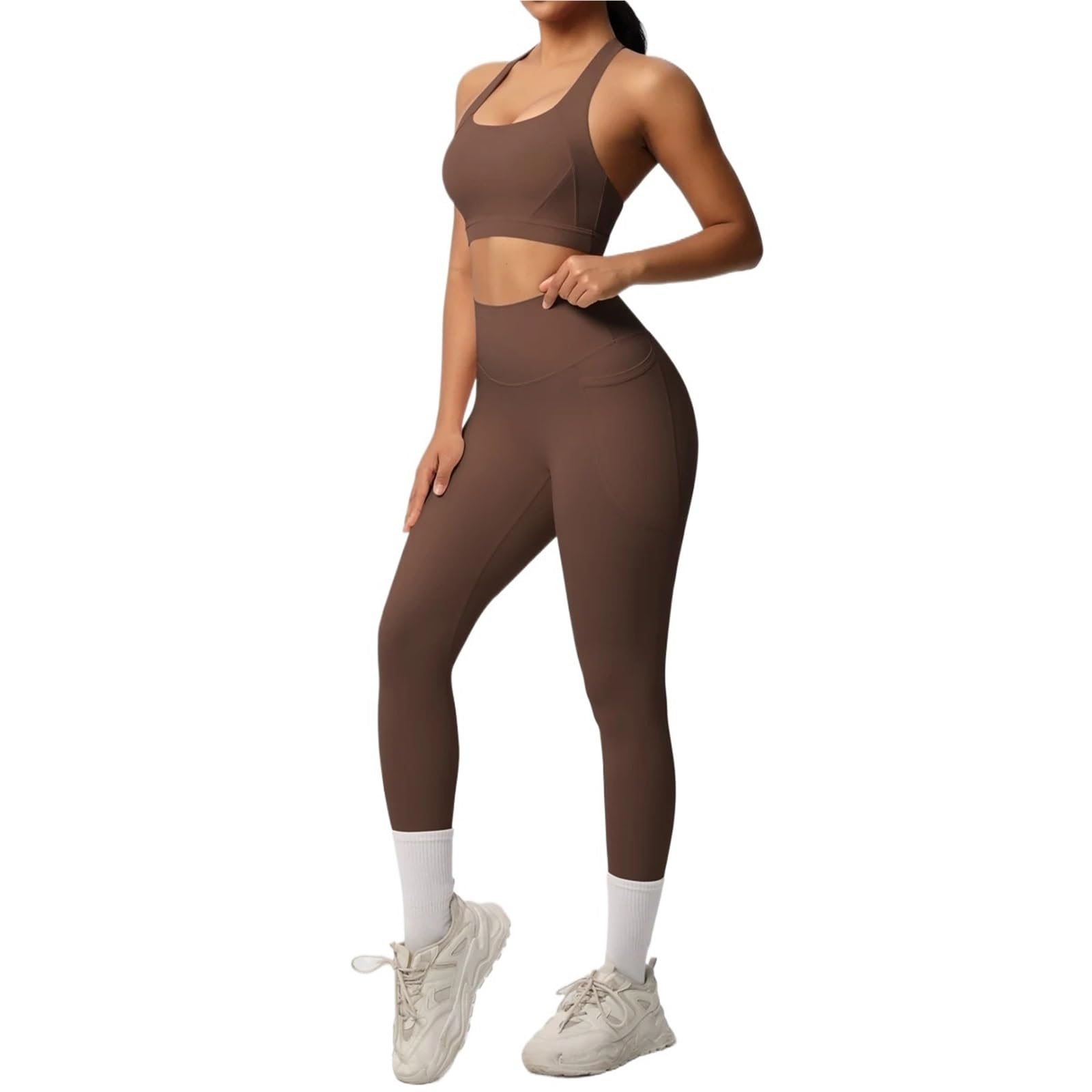 Tuta da yoga Set sportivo Abbigliamento sportivo Reggiseno da yoga da donna Controllo della pancia Leggings dimagranti Tuta da donna