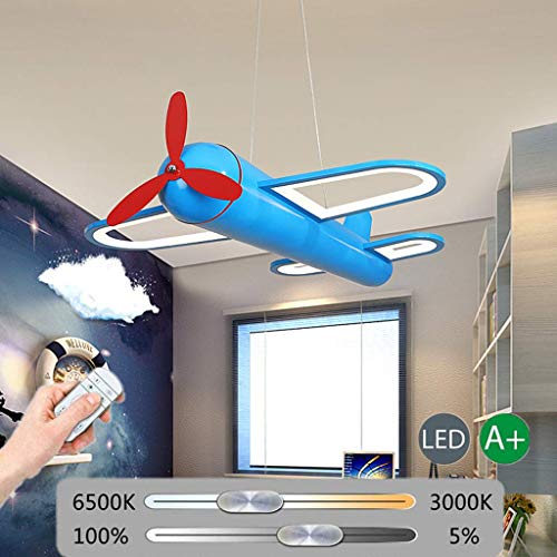 Preisvergleich Produktbild Modern LED Flugzeuge Pendelleuchte Dimmable Kinderzimmer Esszimmer Hängelampe Cartoon Fernbedienung Kinder Pendellampe Junge Mädchen Hängeleuchte Schlafzimmer Küche Büro Loft Kronleuchter,Blau