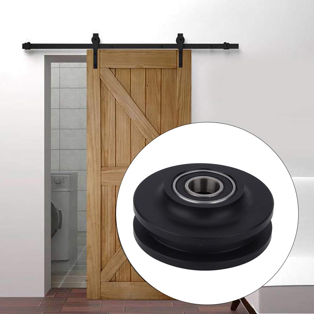 Lot De 2 Roulettes Pour Porte De Grange Coulissante - Acier Nylon Noir, 12 Cm, Neuves