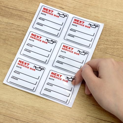 Image of for Oil Change Sticker Static Cling, Clear Stickers 120 Pcs 2 inchx 2 inch Next Service Due Sticker for Windshield, Easy to Peel with No Residue for Car Auto Vehicle Window (Red1)