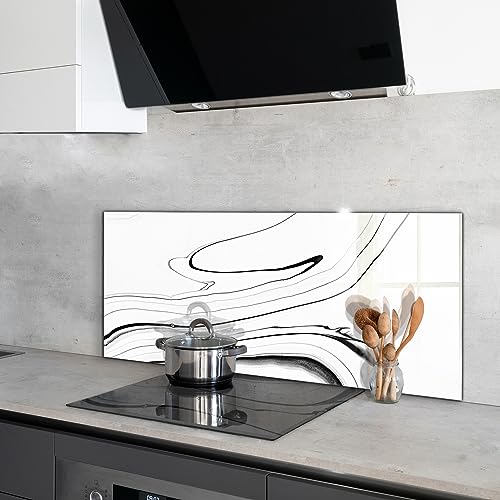 Structure en marbre blanc pour ce panneau décoratif de cuisine Wallfluent - 4