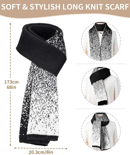 Remifa Womens Winter Beanie Hat Scarf Gloves Set, Pom Pom Warm Hat Long Knit Scarf Touchscreen Gloves 3 In 1 Christmas Gifts3