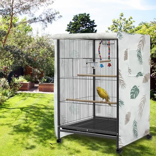 Image of Bird Cage Cover, Waterproof Birds Cage Covers for Night, 51 Inch Large Birdcage Covers, Outdoor 420D Oxford Cloth Pet Covers for Mink, Parrot and Small Animals (Cover Only)