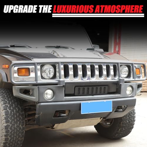 Image of Front Grill Mesh Inserts for Hummer H2 2003-2009 Accessories, Front Bumper Air Inlet Vent Center Grille Cover Bug Screen Deflector, Front Grill /Mesh Grille Grid Inserts Cover Panel Trim (Black)
