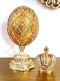 Pierre Lorren Faberge Crown Regal Fabergé egg 24kGold 4ct Collector's egg Luxury Russian Faberge egg Bracelet SET HANDMADE 334Austrian Crystal DIAMONDS CHRISTMAS Anniversary Birthday gift for Men