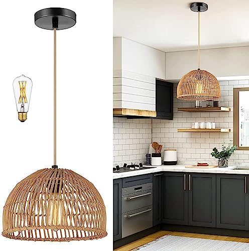 Lampe suspendue en rotin tisse contre eclairage agressif