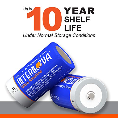 Internova ® Alkaline D Cell Batteries, Lr20 1.5V Cell High Performance, Easy To Open 6 Count Pack #TOP1