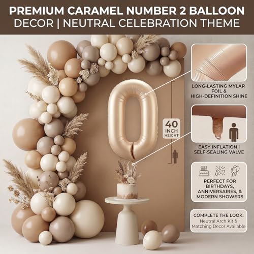 Image of Atpata Funky #0 Elegant Caramel Colour JUMBO 40 INCH Number Balloons Set | 0 to 9 Digit Shapes | Decorative Balloons for Milestones & Celebrations
