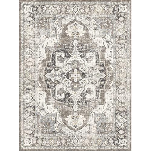 4x10 Washable Hallway Runner Rug: Soft Kitchen Rug Non Slip Rug Runner with Rubber Backing for Living Room Bedroom Non Shedding Farmhouse Carpet Runners (Beige, 4x10)