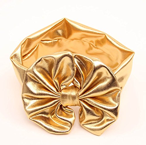 JustMyDress Baby Girls Bronzing Gilding Headband Floppy Metallic Messy Big Bows HeadWrap JA61 (Gold)4