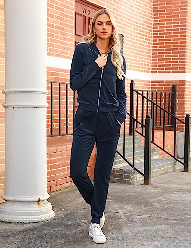 Totatuit Velour Tracksuit Womens Sweatsuit Set Long Sleeve Zip Up Jacket & Drawstring Sweatpants Outfit2