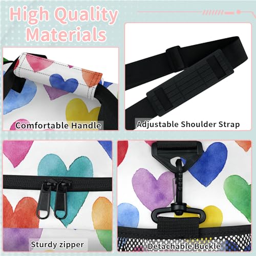 Love Watercolor Colorful Travel Duffel Bag Weekender Overnight Bags for Women Men Foldable Waterproof Tote Bag with Trolley Sleeve3
