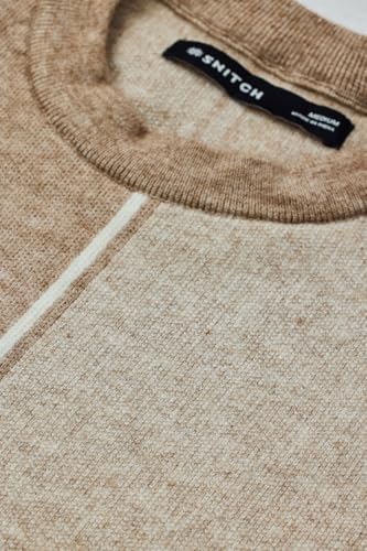Image of SNITCH Men's Sweater | Color Block Acrylic Blend Regular Fit Crew Neck | Stylish Full Sleeve Lightweight Winter Knitwear for Casual Wear & Everyday Fashion