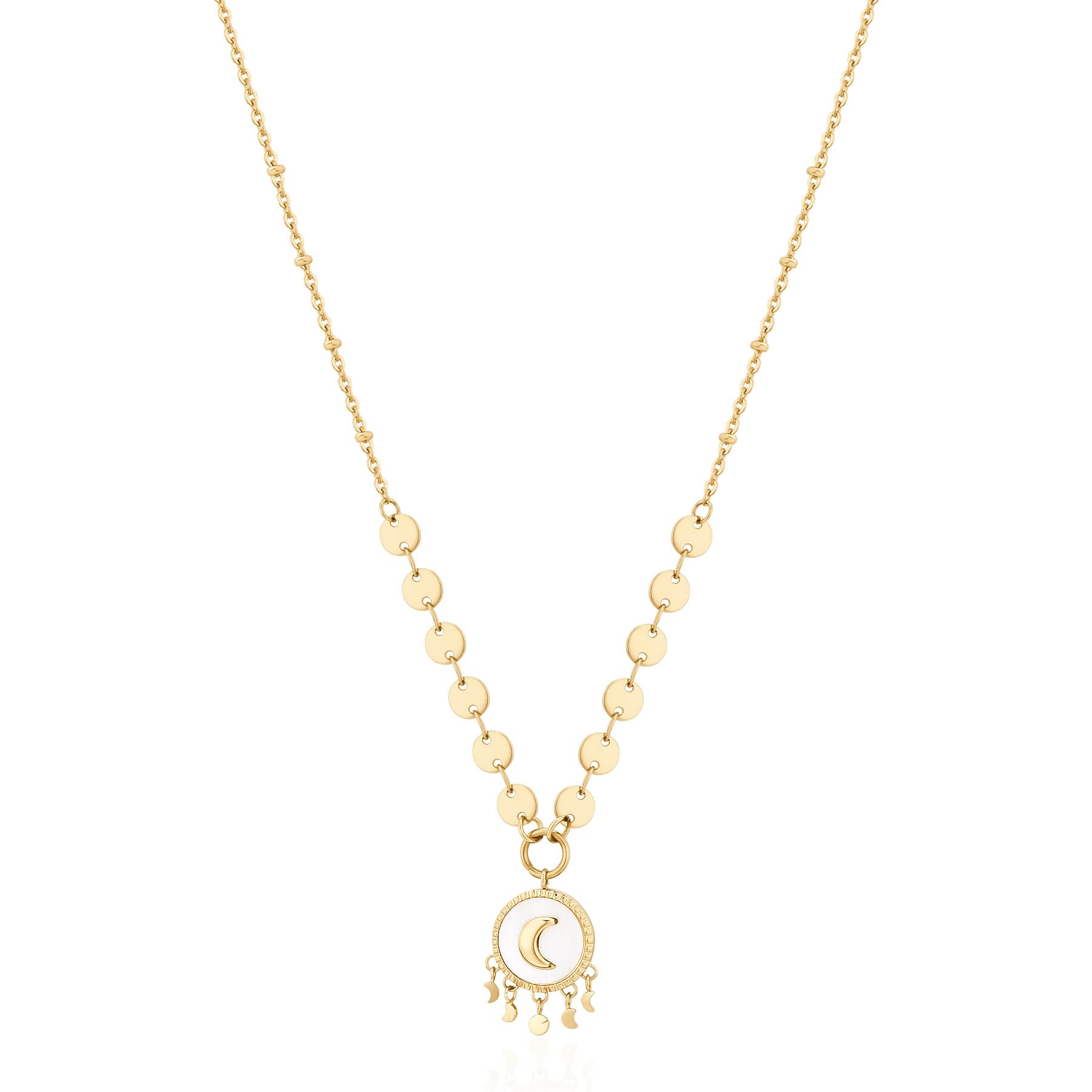 brosway Collana CHAKRA in acciaio, pvd oro, luna, madreperla donna-BHKN086 – Italy 18kt gold