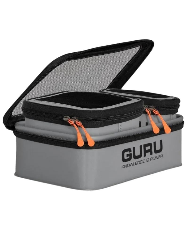 Korda Guru Fusion Ventilator Combo 3, Three EVA Bait Boxes, 100, 200 and 250, Breathable Mesh Lids, Fresh Cool Bait Storage, Stackable Code GLG048.