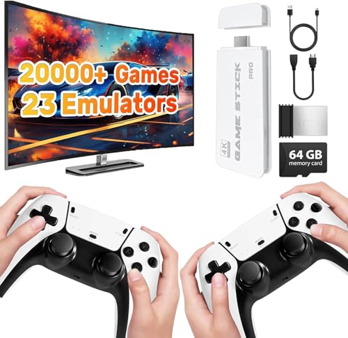 Retro Game Console, Retro Game Stick 4k HDMI Output with Dual 2.4G Controller, Plug and Play Video Game Console Built-in 20,000+ Games 23 Emulators
