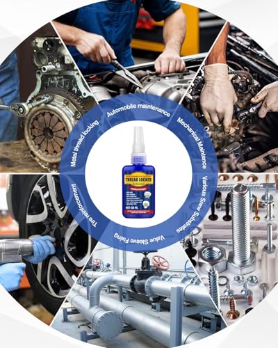 Image of Thread Lock Blue, Threadlocker Medium Strength, Thread Locker for Nuts, Bolts, Fasteners and Metals, Anaerobic Curing Screw Glue to Prevent Loosening (Blue (Removable))