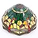 WERFACTORY Tiffany Table Lamp Green Yellow Stained Glass Dragonfly Style Bedside Lamp Reading Desk Light 12X12X18 Inches Decor Bedroom Living Room Home Office S009G Series