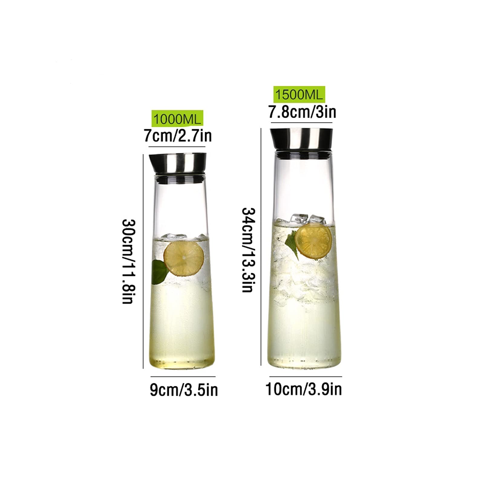 Cruche Pichet de l'eau créative avec couvercle hautes pichet en verre de borosilicate épaissie Théière à la chaleur épaissie for le jus, le lait, les boissons chaudes et froides Cruche a Eau (Size :