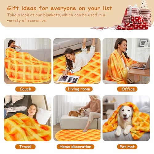 Image of Waffles Blanket, Tortilla Blanket for Adults and Kids, Funny Food Throw Blanket, Novelty Gifts for Everyone, Soft Throw Blanket for Bed Couch or Travel - 71 inchs Waffle