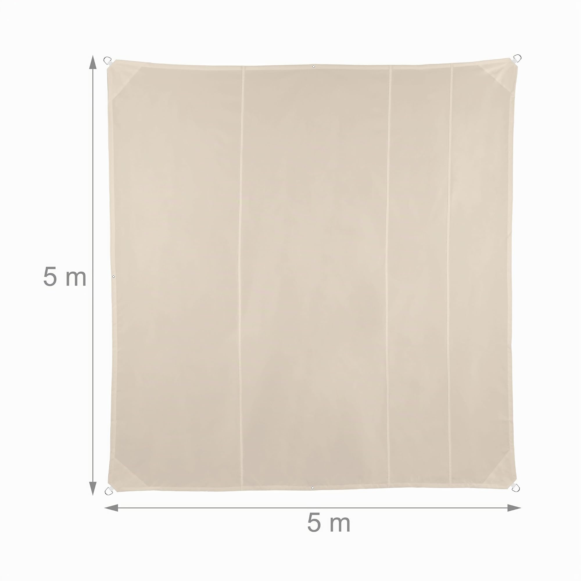 Relaxdays Sonnensegel quadratisch, wasserabweisend, UV-Schutz, beige
