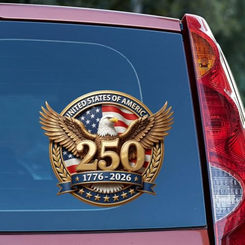Image of 2pcs 250 Anniversary USA Decal Stickers 250th America Stickers Patriotic | 4th of July Sticker for Car, Truck, Window, Laptop, 1776-2026 250th Anniversary of The Independence of USA 10 inch