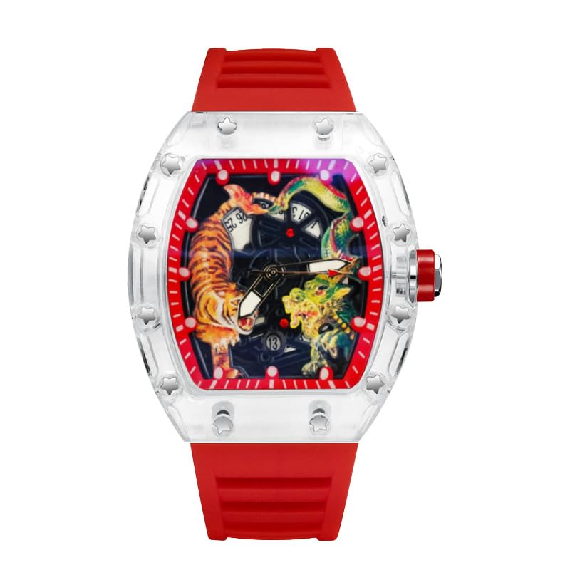 LUOLINGONGJUE® Sports Wrist Watch | Automatic Quartz Luminous Waterproof Men's Barrel-Type Dragon Tiger Design
