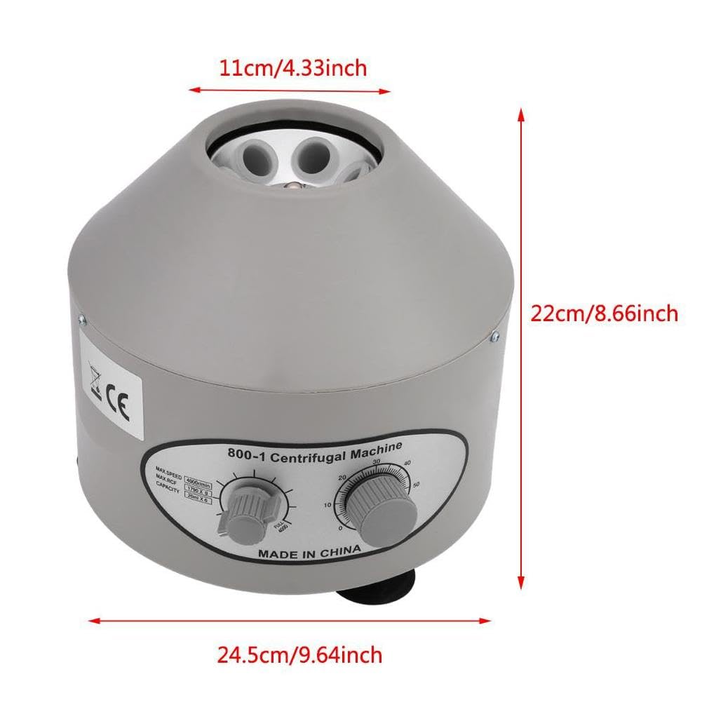 Centrifuge Labor Zentrifuge 800-1, 4000U/min Kleine Elektrische Tischzentrifuge mit Einstellbaren Geschwindigkeiten und Zeitmesser Labor-Zentrifugen Laborzentrifuge 20ml*6 Blutplasma Mikrozentrifuge