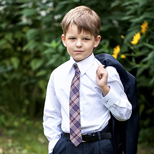 Geyoga 4 Pcs School Ties for Kids Boys 15 Inch Adjustable Zipper Tie School Uniform Ties Youth Child Toddler Necktie Wedding Graduation 6-12 Years, Rustic Style4