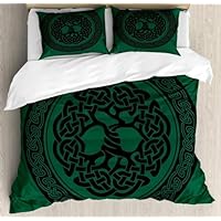 Housse De Couette Arbre De Vie 220x240 Cm + 2 Taies 65x65 - Microfibre Douce, Zippée, Motif Viking - Décoration Chambre