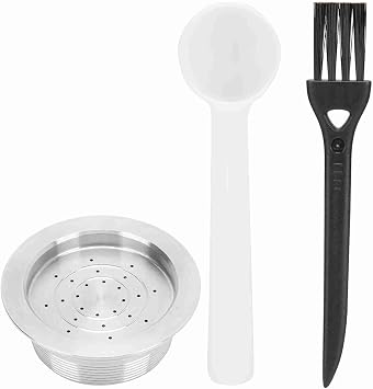 Reusable Coffee Capsule Spoon Brush Kit, 304 Stainless Steel Espresso Coffee Pods Capsules Replacement Refillable for LAVAZZAMIO Machine