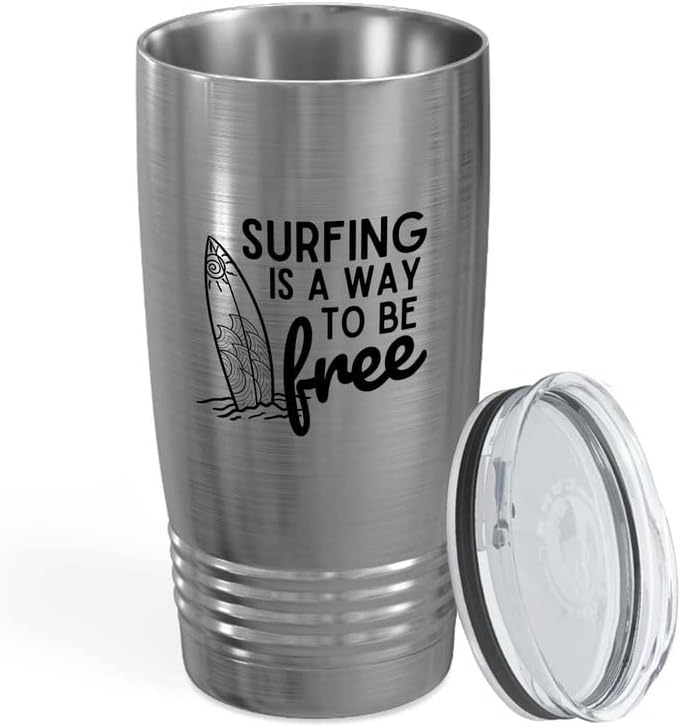 Surfing Black Edition Vaso de 20 oz - Compra una tabla de surf - Regalos para entusiastas del surf Deporte acuático Tabla de surf Atletismo