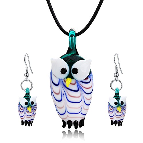 Aituo Ensemble de boucles d'oreilles en cuir et hibou bleu (Hibou)