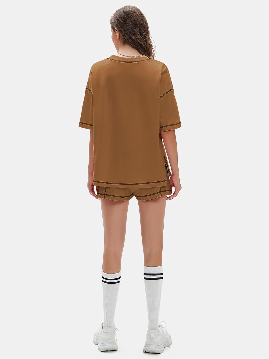 EXLURA Women's Casual Summer 2 Piece Sets 100% Cotton Short Sleeve Tshirt and Shorts Matching Sweatsuits Lounge Set 2026 - Image 5