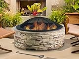 Artestia 36' Fire Pit,Stylish Glass Reinforced Concrete (GRC) ,Outdoor Fire Pits Wood Burning Firepit, Simulated Stone Base, Outdoor Wood Burning Bonfire in Front or Back Yard, Patio