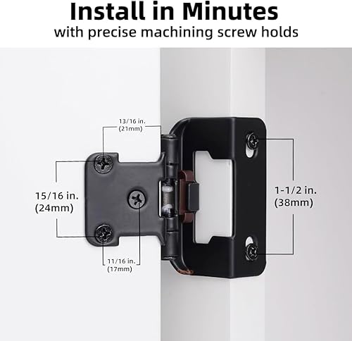 Miniatura 9 de DecoBasics Bisagras de gabinete de 12 pulgada (chapadas en latón) doradas (25 pares  50 unidades)  Bisagras de gabinete de cocina con revestimiento
