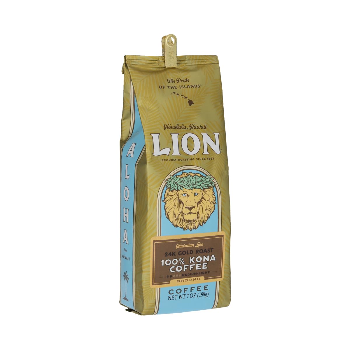 24K Gold Roast 100% Kona Ground Coffee, Medium-Light Roast, A Taste of Aloha - 7 Ounce Bag