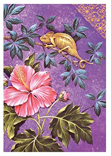 Colcards - David Wolverson - Beautiful Chameleon and Floral Design Blank Greeting Card